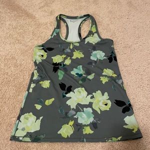 Athleta green floral tank